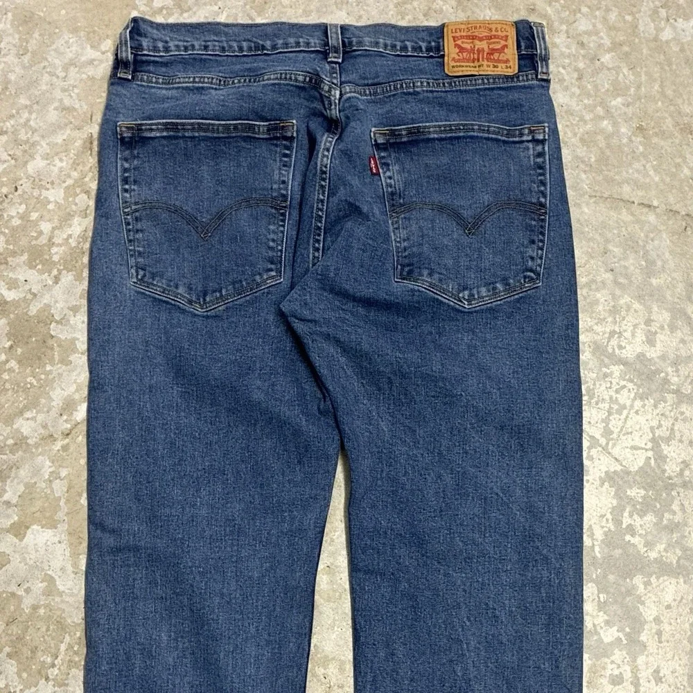 Levis Men's Workwear Fit Jeans Mens 36x34 Blue Straight Leg Medium Wash Denim